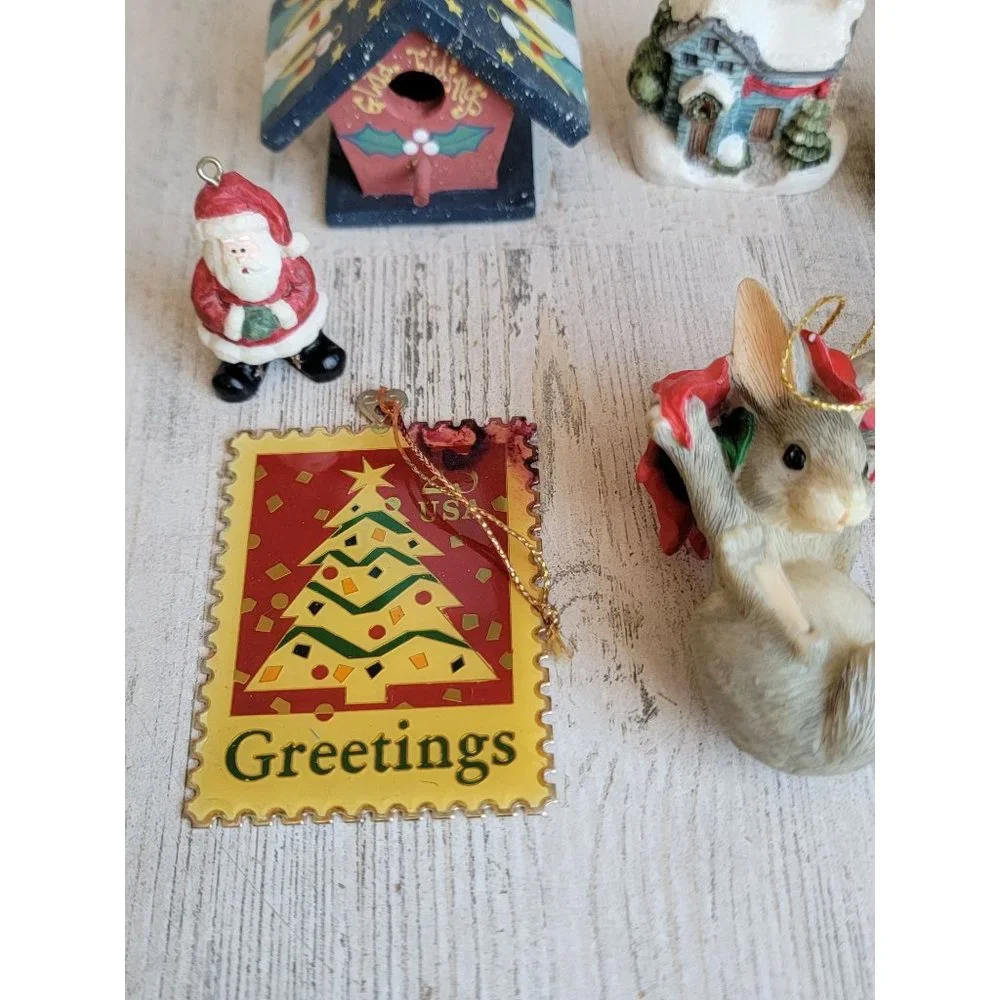 Variety rabbit santa Birdhouse house mini ornament Xmas set‎